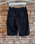RICK OWENS DRKSHDW LOGO HEAVY COTTON DRAWSTRING POD SHORTS (XS) ‘BLACK’