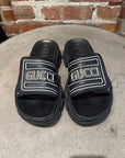 GUCCI AGURU TREK LEATHER SLIDES ‘BLACK’