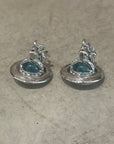 VIVIENNE WESTWOOD MINI ORB EARRINGS 'BLUE'