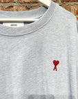 AMI PARIS HEART LOGO HEATHER TEE ‘BLUE’