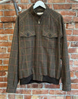 MIU MIU FW25 HOUNDSTOOTH CHECK BLOUSON JACKET ‘BROWN’