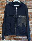 HERMES HOODED BLOUSON LEATHER DETAIL JACKET ‘NAVY’