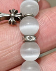 CHROME HEARTS BEADED STACK CH CROSS CHARM BRACELET ’WHITE’