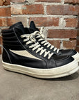 RICK OWENS MAINLINE LEATHER VINTAGE HIGH SNEAKERS ‘BLACK’