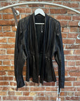 RICK OWENS WMNS LEATHER STRUTTER JACKET ‘BLACK’
