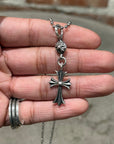 CHROME HEARTS TINY CROSS W/ CROSSBALL NECKLACE ‘SILVER’