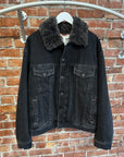 ACNE STUDIOS FAUX FUR DENIM JACKET ‘BLACK/GREY’