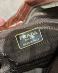 PRADA TESSTUO NYLON CROC LEATHER CROSSBODY BAG ‘BURGUNDY’