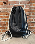 RICK OWENS STROBE FW22 LEATHER DRAWSTRING BAG ‘BLACK’