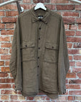 EVAN KINORI TUMBLED LINEN BIG SHIRT ‘BROWN’