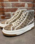GUCCI MONOGRAM TENNIS HIGHTOP SNEAKERS ‘BROWN’