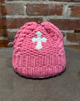 CHROME HEARTS CASHMERE CROSS PATCH BEANIE ‘PINK’