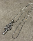 CHROME HEARTS BLACK DIAMOND DOUBLE DAGGER NECKLACE ‘SILVER’