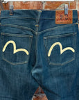 EVISU LOT 2008 THIN GULL STRAIGHT FIT DENIM ‘WASHED INDIGO/IVORY’