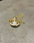 VIVIENNE WESTWOOD ENAMEL PEARL ORB NECKLACE 'WHITE'
