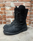 RICK OWENS FW09 CRUST BLISTERED LAMBSKIN COMBAT BOOTS ‘BLACK’