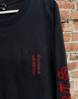 CHROME HEARTS VINTAGE SPELLOUT POCKET LONGSLEEVE ‘BLACK/RED’