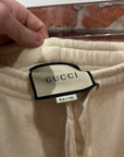 GUCCI ECRU JERSEY LOGO LOUNGE SWEATPANTS ‘CREAM’