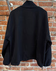 MIU MIU FW25 COTTON FLEECE QUARTER ZIP ‘BLACK’