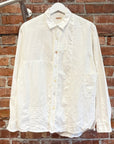 KAPITAL LINEN PATCHWORK BUTTON UP SHIRT ‘WHITE’