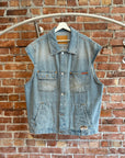 MARTINE ROSE BLEWAS DENIM VEST ‘WASHED ‘BLUE’