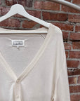 MAISON MARGIELA ELBOW PATCH WOOL BLEND CARDIGAN ‘CREAM’