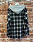 NUMBER (N)INE COTTON TWILL OMBRÉ CHECK FLANNEL HOODIE SHIRT