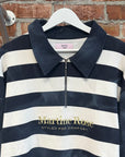 MARTINE ROSE EMBROIDERED QUARTER ZIP RUGBY ‘NAVY/WHITE’