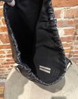 RICK OWENS STROBE FW22 LEATHER DRAWSTRING BAG ‘BLACK’