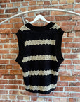 ANDERSON BELL STRIPED V-NECK SWEATER VEST ‘BLACK/WHITE’