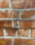 VIVIENNE WESTWOOD TILTED 3D MICRO ORB PENDANT NECKLACE ‘CLEAR/SILVER’