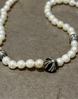 CHROME HEARTS CROSSBALL PEARL NECKLACE ‘WHITE’