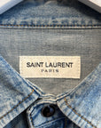 SAINT LAURENT HEDI ERA DISTRESSED WESTERN DENIM BUTTON UP ‘INDIGO’