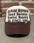 KAPITAL DENIM REPAIR TRUCKER HAT ‘BROWN’