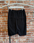 RICK OWENS DRKSHDW JERSEY DRAWSTRING POD SHORTS (L) ‘BLACK’