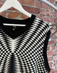 STUSSY SPIRAL CHECKERED SWEATER VEST ‘BLACK/WHITE’
