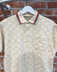 GUCCI JACQUARD GG TIPPED POLO SHIRT ‘CREAM’