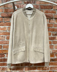 ERMENEGILDO ZEGNA PERFORATED LEATHER BOMBER ‘TAUPE’