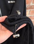 MIU MIU FW25 COTTON FLEECE QUARTER ZIP ‘BLACK’