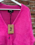 STUSSY OVERSIZED MOHAIR CARDIGAN ‘PINK’