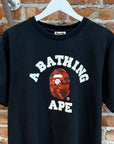 BAPE CAMO APE HEAD COLLEGIATE TEE ‘BLACK/RED’