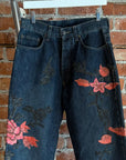 GUCCI TOM FORD AW99 FLORAL EMBROIDERED DENIM JEANS ‘INDIGO’
