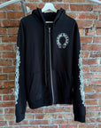 CHROME HEARTS HORSESHOE FLORAL ZIP UP HOODIE ‘BLACK’