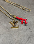 LOUIS VUITTON CORAL ENAMEL CHARM PENDANT NECKLACE ‘GOLD’