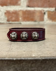 CHROME HEARTS CROSSBALL LEATHER BRACELET ‘OX BLOOD’