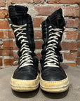 RICK OWENS LEATHER CARGO GEOBASKETS ‘BLACK’
