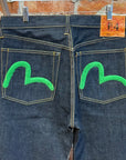 EVISU LOT 0001 CHENILLE GULL DENIM 'INDIGO/GREEN'