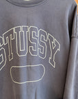 STUSSY COLLEGIATE LOGO BOXY CREWNECK ‘WASHED PURPLE’