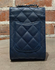 CHANEL QUILTED CAVIAR MINI WALLET BAG ON CHAIN ‘NAVY’