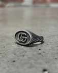 GUCCI WOVEN DOUBLE-G SIGNET RING ‘SILVER’